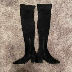 Urban outfitters over the knee black suede boots